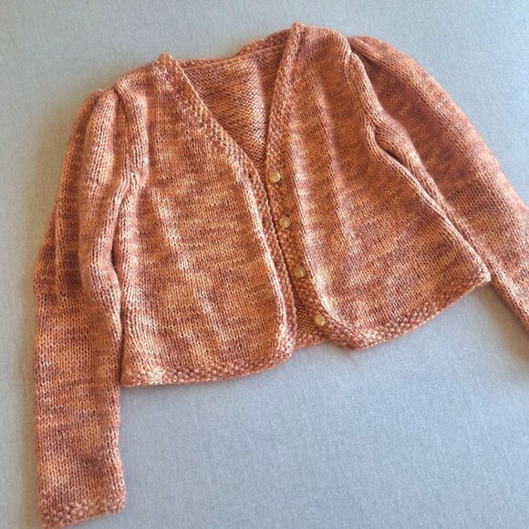 💙 Handmade Wool Cardigan Size M/L Puffed Shoulder Cottage Fall Hippie Boho Warm - Picture 2 of 8